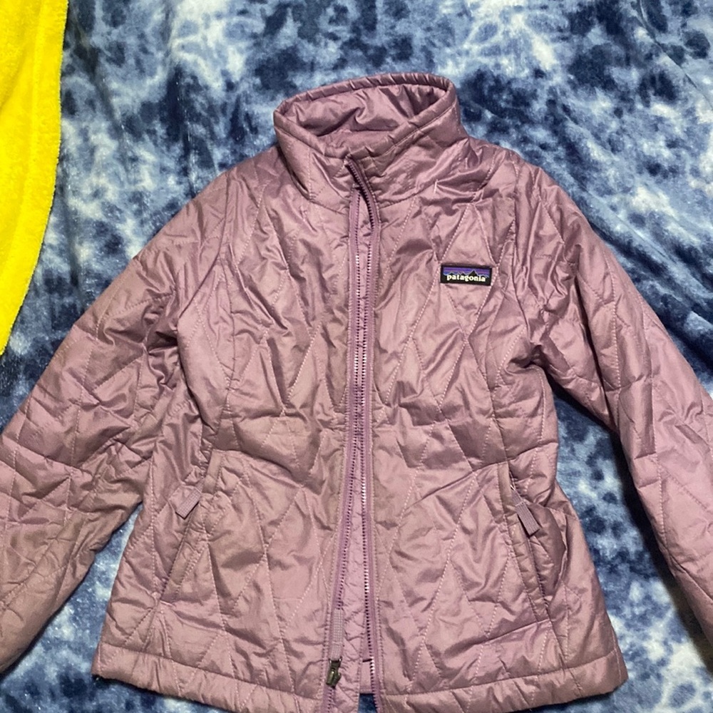 Girls Patagonia Puff Coat - Dark Purple - Size 5-6 Kids